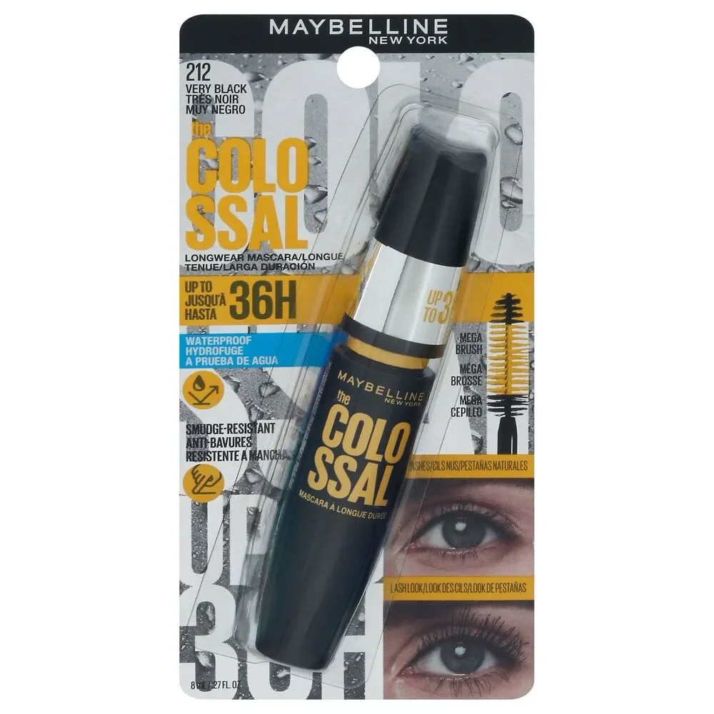 Maybelline Colossal Mascara Up To 36 Hour Waterproof #212 Very Black Eyes Makeup